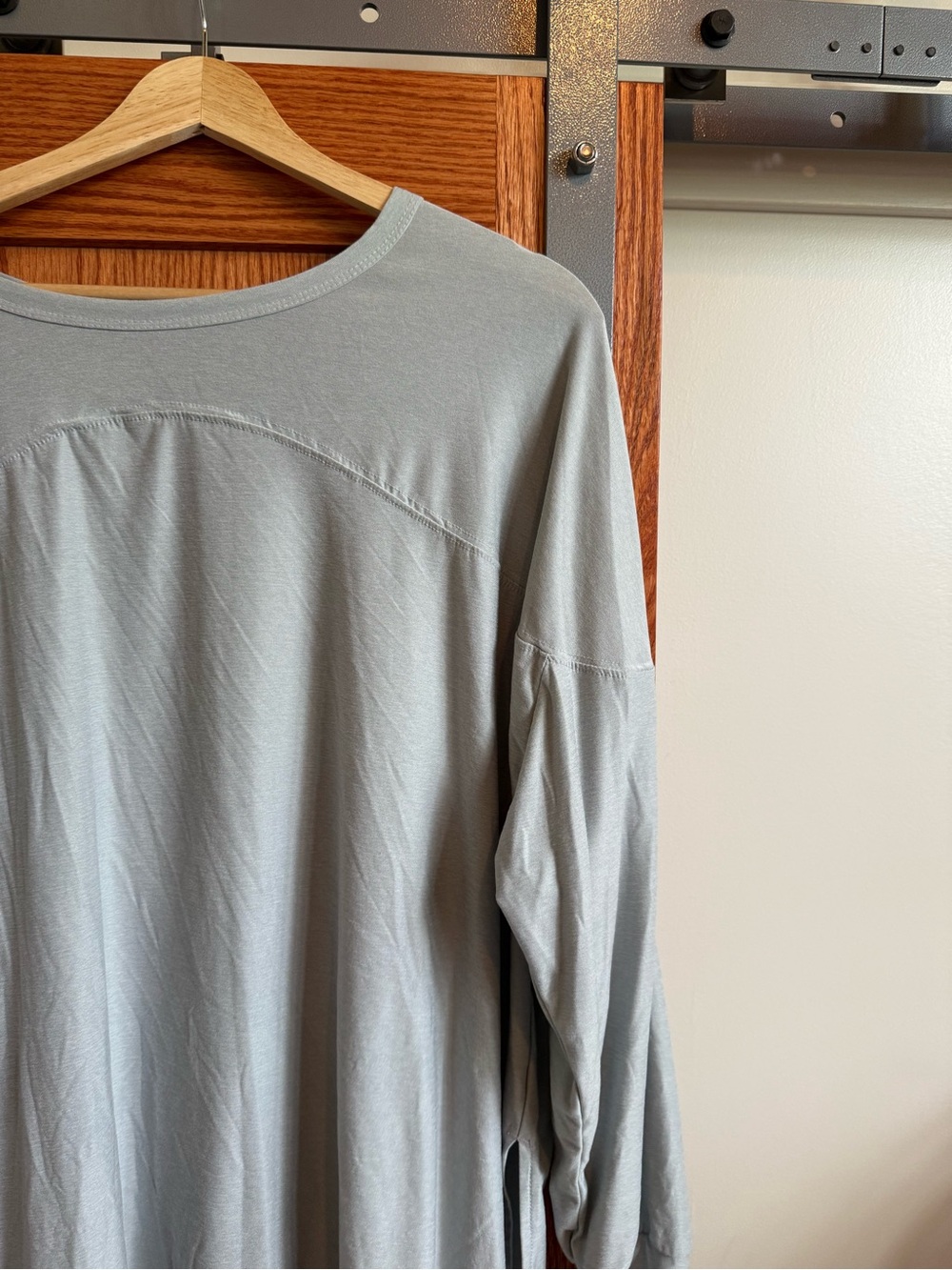 Light Gray/Blue Long Sleeve Workout Top